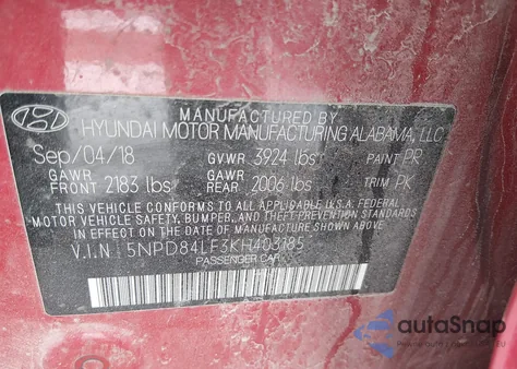 2019 Hyundai Elantra Sel из США, поврежденный, VIN 5NPD84LF3KH403185